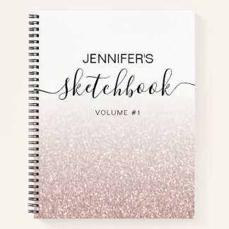Carnet Rose Gold Pink Parties scintillant Ombre Nom du ca