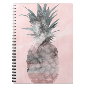 Carnet Rose Gold Pink Tropical Summer Pineapple Glam