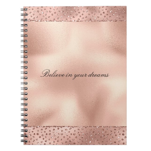 Carnet Rose Gold Rose Glam Paillettes       (Devant)