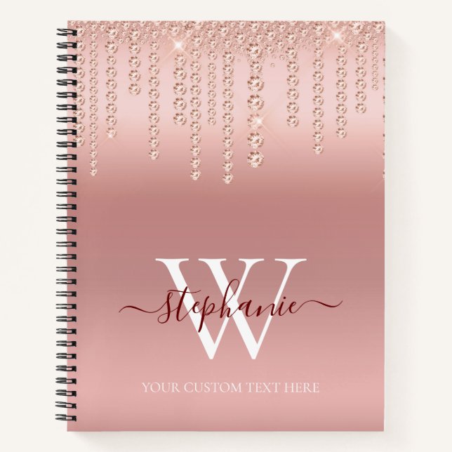 Carnet Rose Gold Sparkle Diamond Script (Devant)