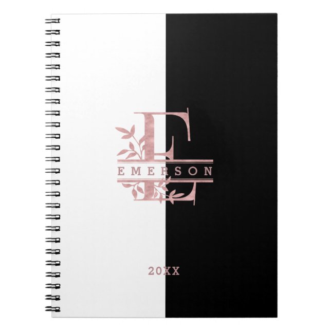 Carnet Rose Gold Split Monogramme personnalisé E F G H I  (Devant)