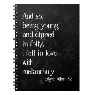 Carnet Rose gothique morte et citation de Poe
