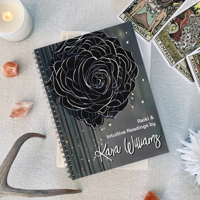 Carnet Rose gothique Noir & Gris Lectures intuitives Taro (Gothic Rose Black & Grey Intuitive Readings Tarot Notebook)