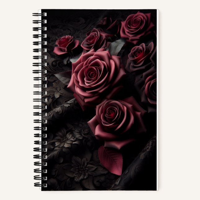 Carnet Rose gothique rose foncée et brocart noir (Recto)
