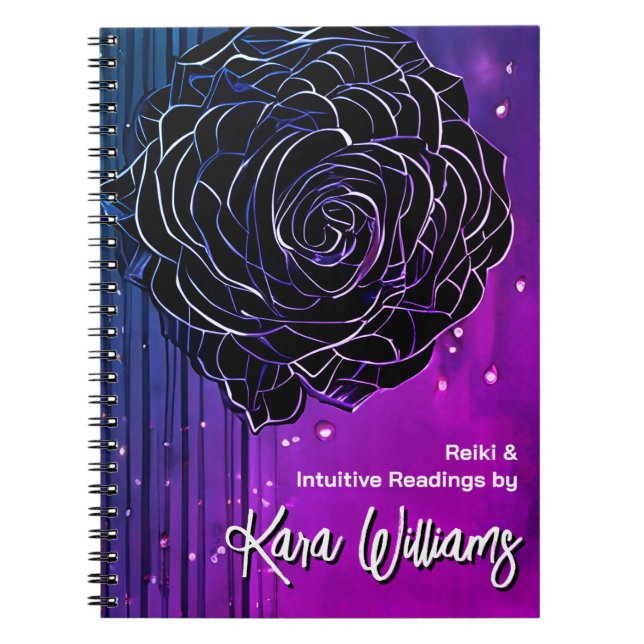 Carnet Rose gothique Tarot noir et violet brillant (Devant)