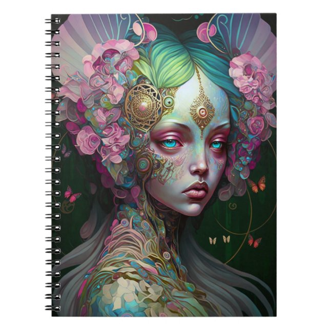 Carnet Rose Green Elf Fairy Femme Imaginaire Art (Devant)