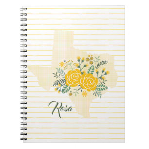 Carnet Rose jaune du Texas - En vichy Etat avec Rose