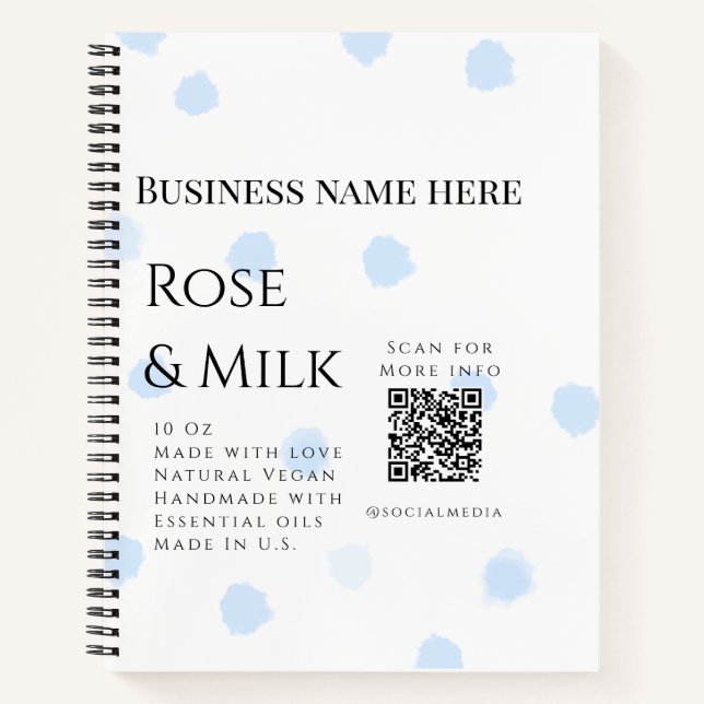 Carnet Rose lait fait main soap entreprise QR code ajoute (Devant)