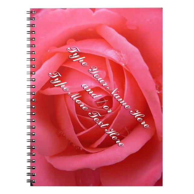 Carnet rose Livre rose romantique personnalisé (Devant)