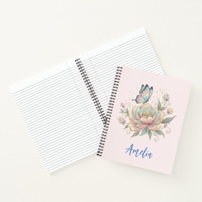 Carnet Rose Magique et Papillon Couleurs Pastel (Intérieur)