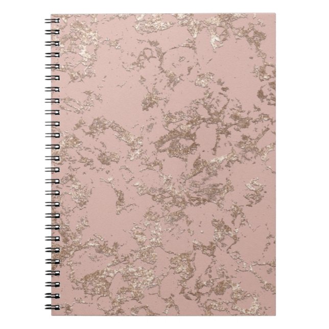 Carnet Rose Marbre or Dusky Pink Faux Parties scintillant (Devant)