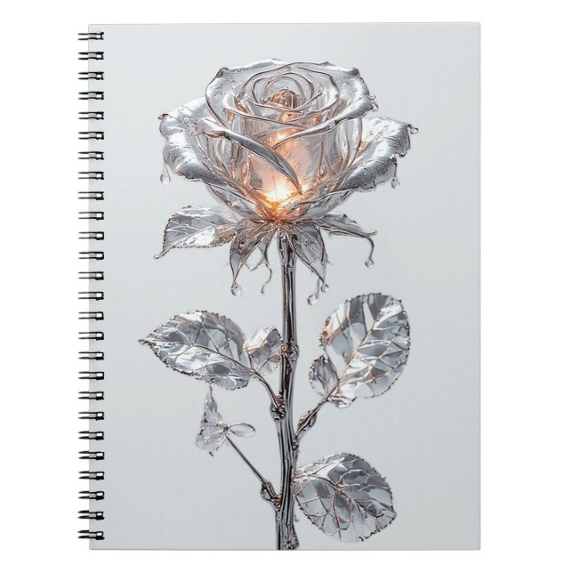Carnet Rose métallique argent lumineuse (Devant)
