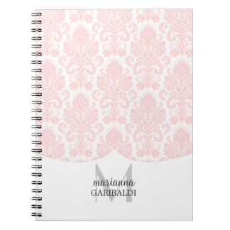 Carnet Rose moderne de damassé personnalisé