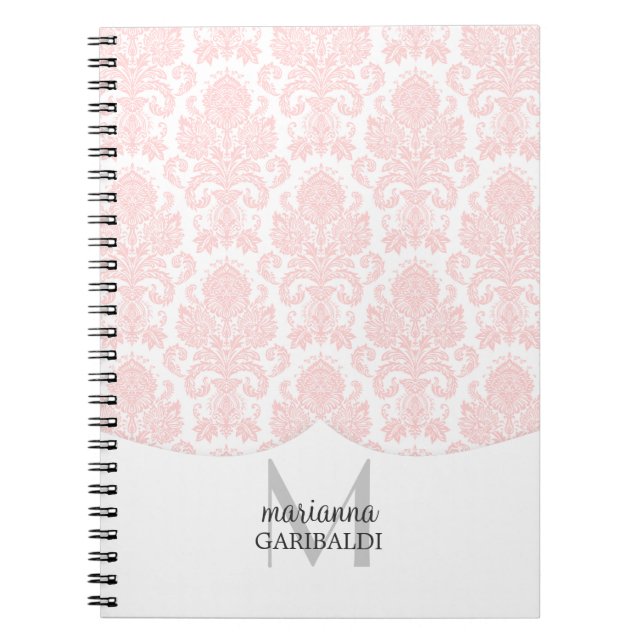 Carnet Rose moderne de damassé personnalisé (Devant)