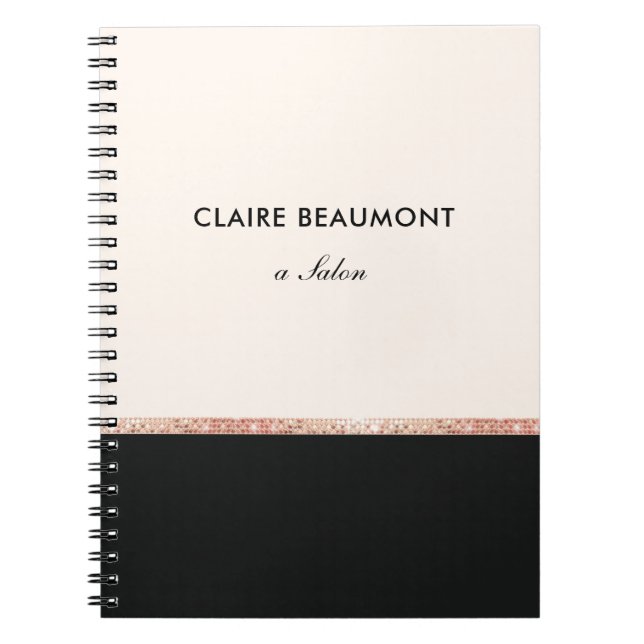 Carnet Rose moderne élégant Gold Sequin Noir (Devant)