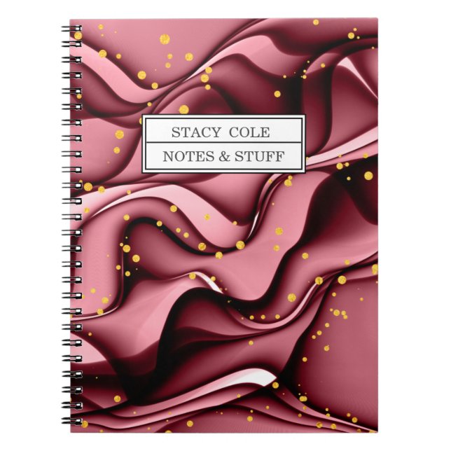 Carnet Rose moderne Gold Faux Parties scintillant Nom per (Devant)