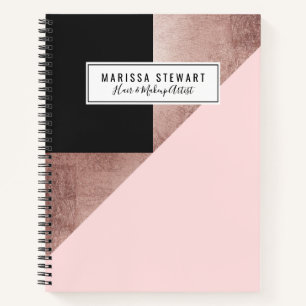 Carnet Rose moderne Gold Noir Blush rose Géométrique