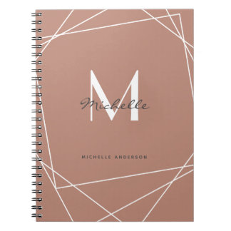 Carnet Rose moderne or blanc Monogramme Nom Script