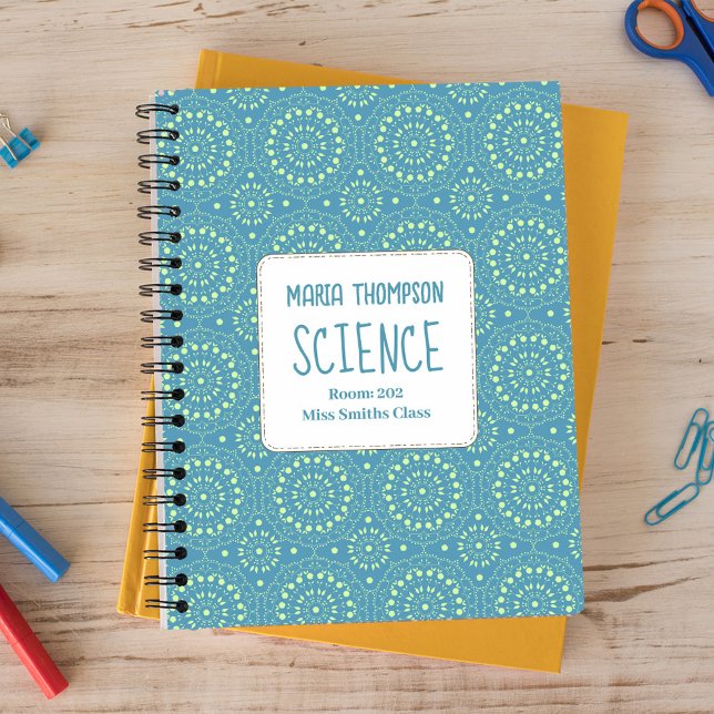 Carnet Rose Moderne Personnalisé Sarcelle (School class customized spiral notebook)