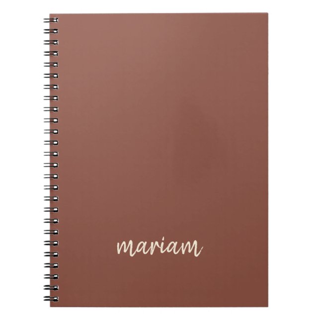 Carnet Rose moderne Taupe tendance Script Nom Monogramme (Devant)