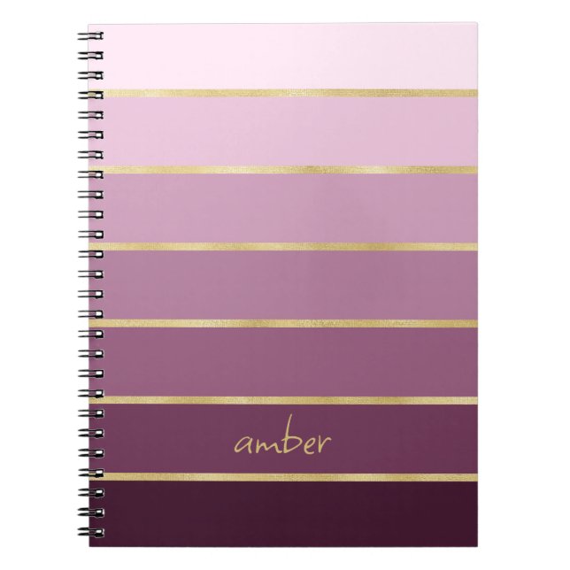 Carnet Rose monochromatique avec personnalisation or (Devant)
