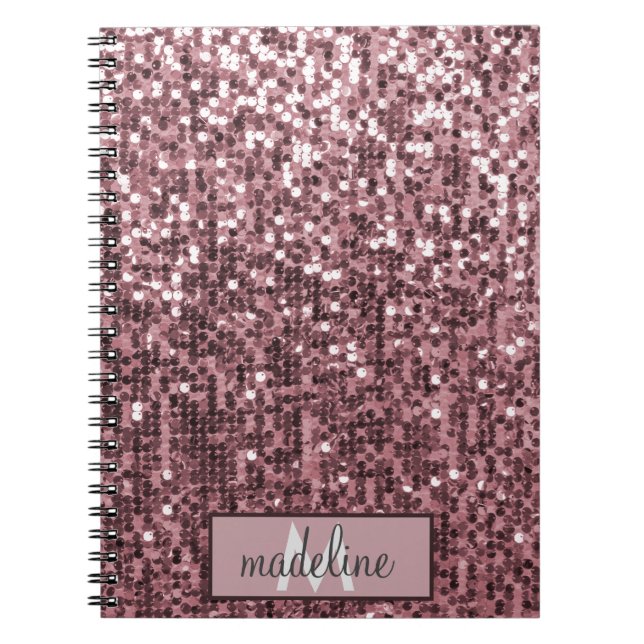 Carnet Rose Monogramme Parties scintillant or Sequin Carn (Devant)