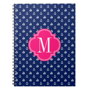 Carnet Rose nautique Girly de marine d'Ancres