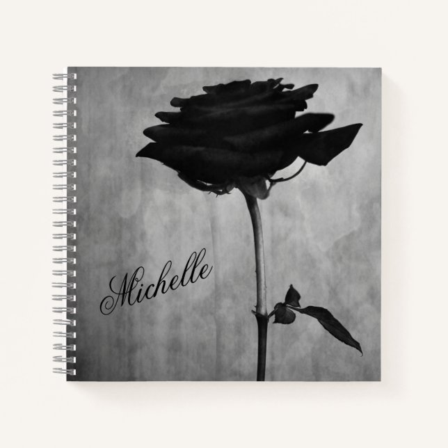 Carnet Rose noir gothique personnalisé (Devant)