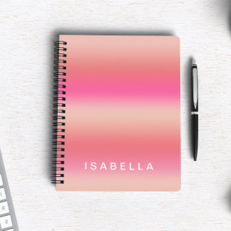 Carnet Rose Ombré Dégradé Rose Pâle Moderne Personnalisé