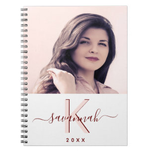 Carnet Rose or blanc monogramme photo