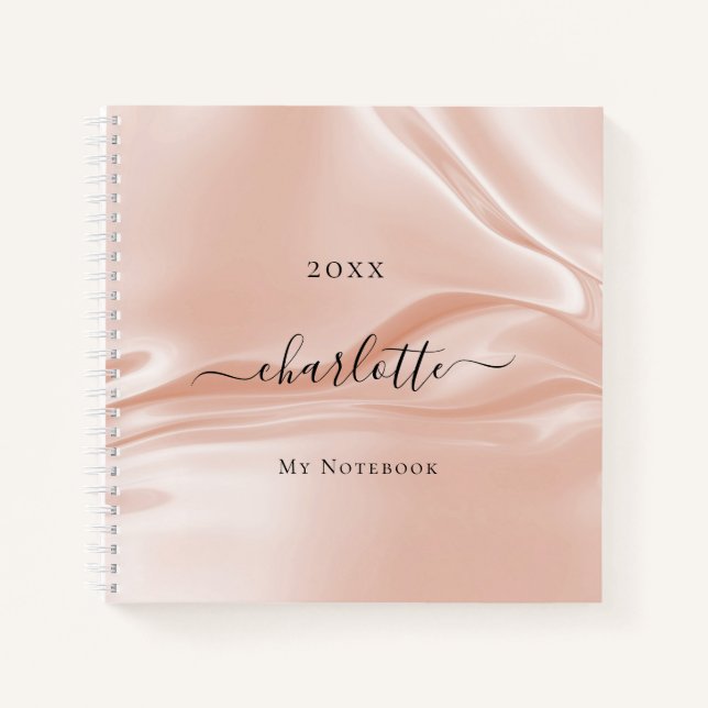 Carnet Rose or blush soie satin élégant nom (Devant)