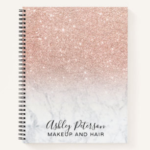 Carnet Rose or ombre rose blanc marbre cheveux maquillage