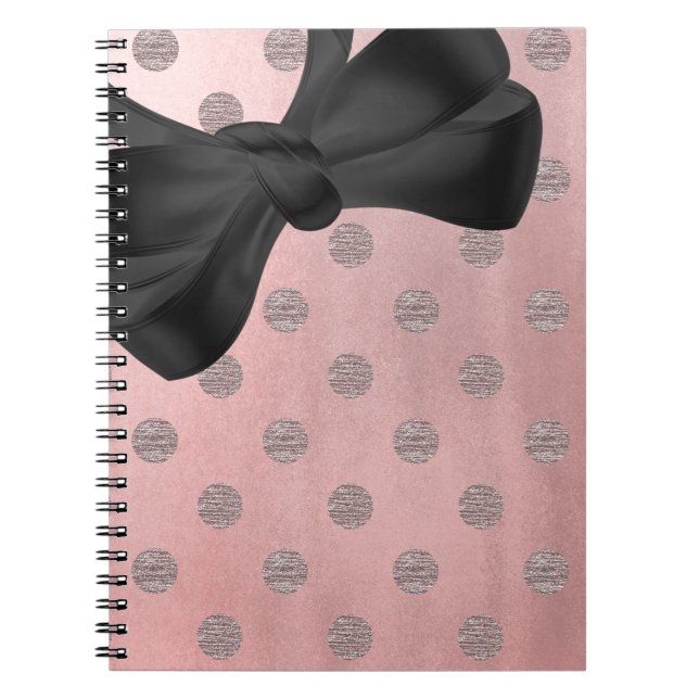 Carnet Rose or rose brillant glam Pois moderne chic (Devant)