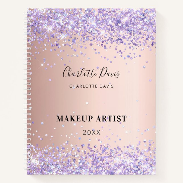 Carnet Rose or violet nom signature entreprise (Devant)