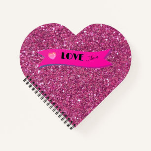 Carnet Rose Pailleté AMOUR Cœur Mignon Saint-Valentin Fém