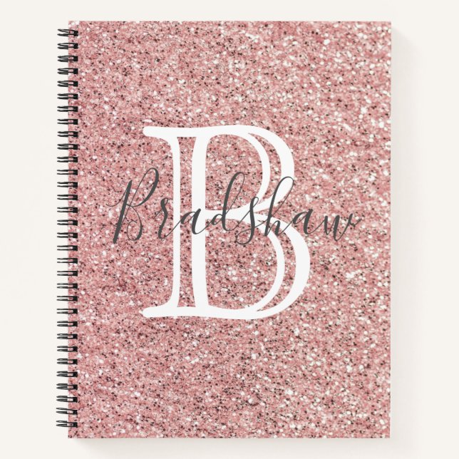 Carnet Rose  Paillettes  Nom  (Devant)
