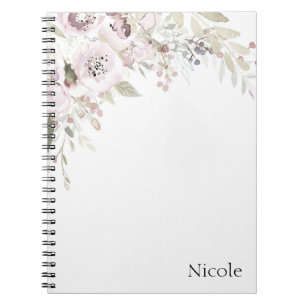 Carnet Rose Pâle Aquarelle Élégant Floral Glam Sur Mesure