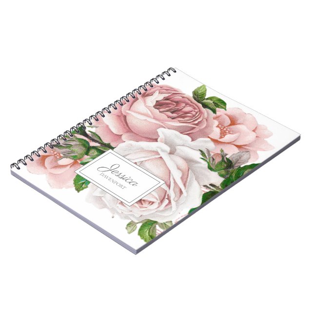 Carnet Rose Pâle Floral Vintage (Côté gauche)