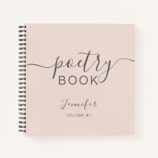Carnet Rose Pâle Gris Script Votre Nom Poésie