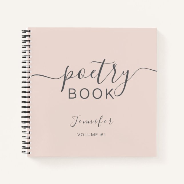 Carnet Rose Pâle Gris Script Votre Nom Poésie (Devant)
