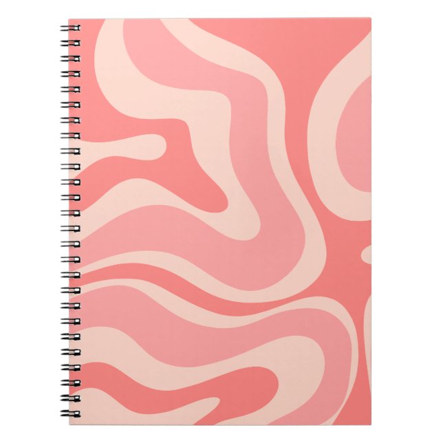 Carnet Rose Pâle Moderne Rétro Liquide Tourbillon Abstrai (Devant)