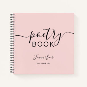 Carnet Rose Pâle Noir Script Votre Nom Poésie