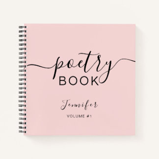 Carnet Rose Pâle Noir Script Votre Nom Poésie