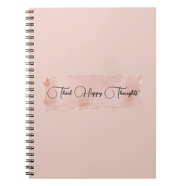 Carnet Rose Pâle Pensez à des Pensées Heureuses (Devant)