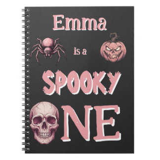 Carnet Rose Pâle Rétro "Spooky One" Nom Personnalisé