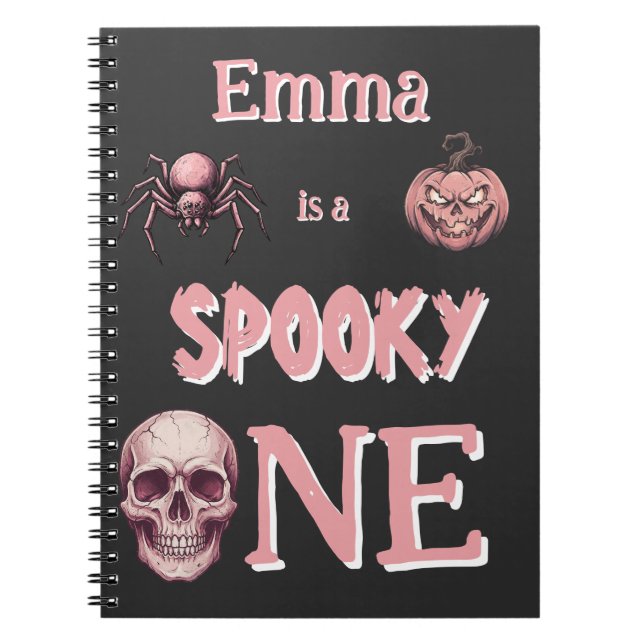 Carnet Rose Pâle Rétro "Spooky One" Nom Personnalisé (Devant)