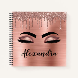 Carnet Rose Parties scintillant or étincelle Eyelashes No