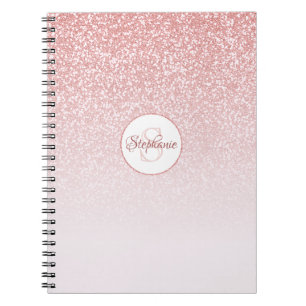 Carnet Rose Parties scintillant or rose Ombre Monogramme