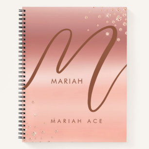 Carnet Rose Parties scintillant or Sparke Girly Monogram 