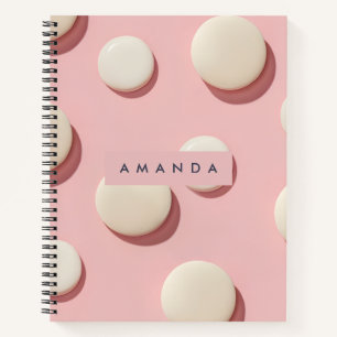 Carnet Rose pastel personnalisé avec point crème